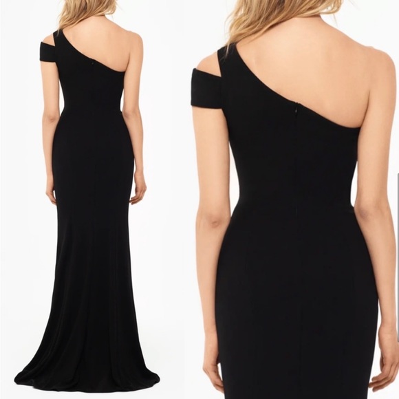 Betsy & Adam NEW Formal One Shoulder Black Floor Length Gown Size 8 - Picture 2 of 11